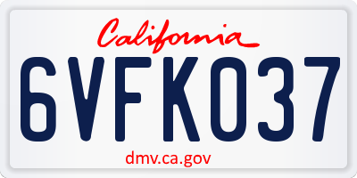 CA license plate 6VFK037