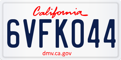 CA license plate 6VFK044