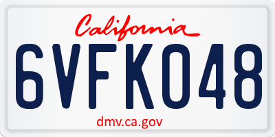 CA license plate 6VFK048