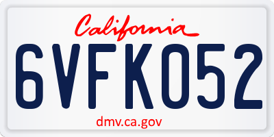 CA license plate 6VFK052