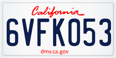 CA license plate 6VFK053