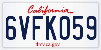 CA license plate 6VFK059
