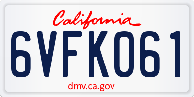 CA license plate 6VFK061