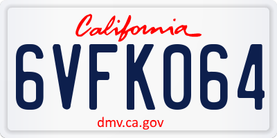 CA license plate 6VFK064