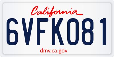 CA license plate 6VFK081