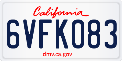 CA license plate 6VFK083