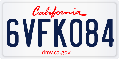 CA license plate 6VFK084