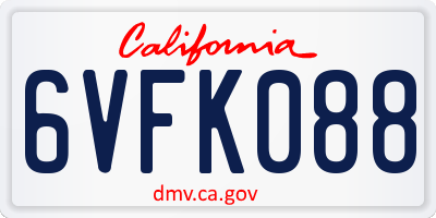 CA license plate 6VFK088