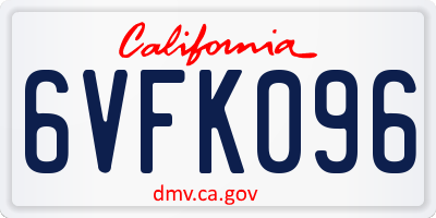 CA license plate 6VFK096