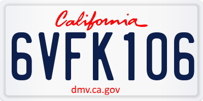CA license plate 6VFK106
