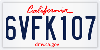 CA license plate 6VFK107