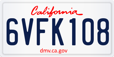 CA license plate 6VFK108