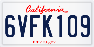 CA license plate 6VFK109