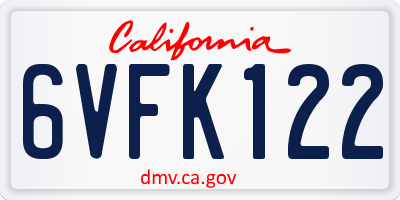 CA license plate 6VFK122