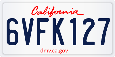CA license plate 6VFK127