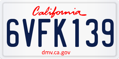 CA license plate 6VFK139
