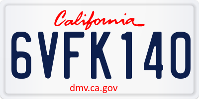 CA license plate 6VFK140