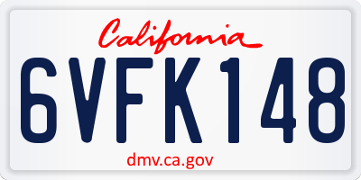 CA license plate 6VFK148
