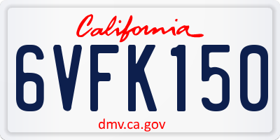 CA license plate 6VFK150