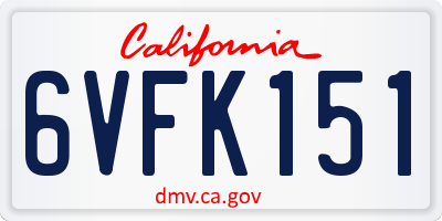 CA license plate 6VFK151