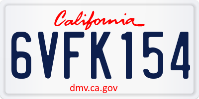CA license plate 6VFK154