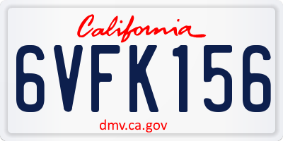 CA license plate 6VFK156