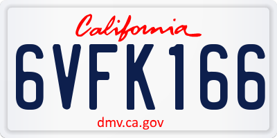 CA license plate 6VFK166