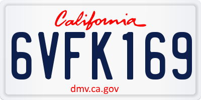 CA license plate 6VFK169