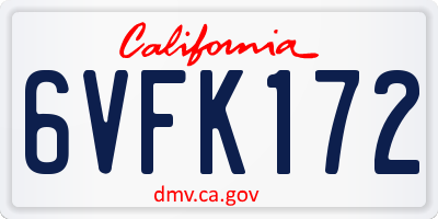 CA license plate 6VFK172
