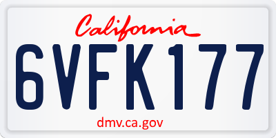 CA license plate 6VFK177