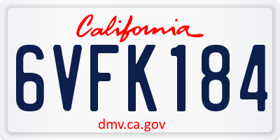CA license plate 6VFK184