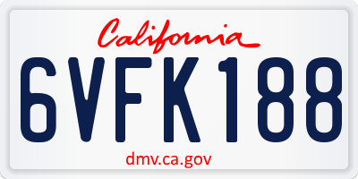 CA license plate 6VFK188