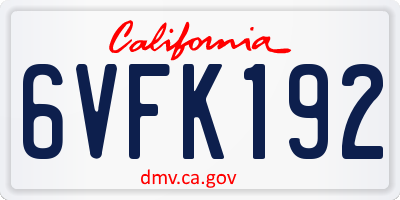 CA license plate 6VFK192