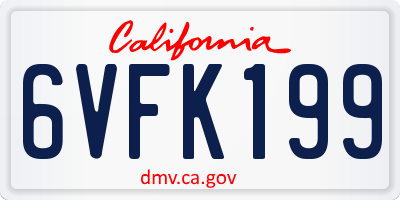 CA license plate 6VFK199