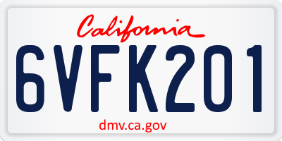 CA license plate 6VFK201