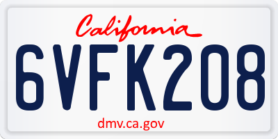 CA license plate 6VFK208