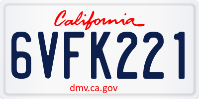 CA license plate 6VFK221