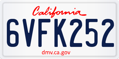 CA license plate 6VFK252