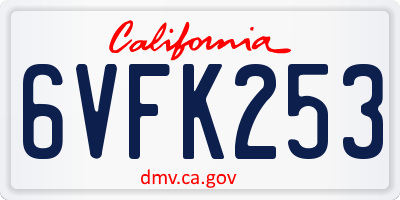 CA license plate 6VFK253