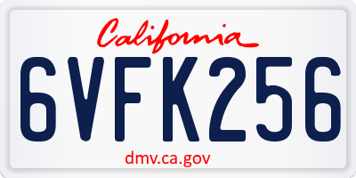 CA license plate 6VFK256