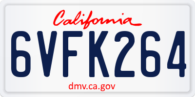 CA license plate 6VFK264