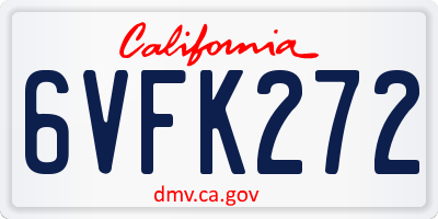 CA license plate 6VFK272