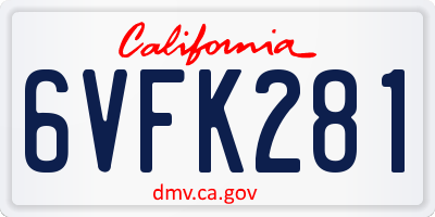 CA license plate 6VFK281