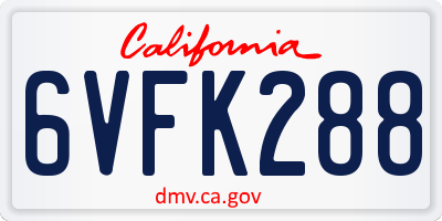 CA license plate 6VFK288