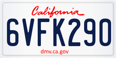 CA license plate 6VFK290