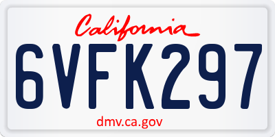 CA license plate 6VFK297