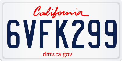 CA license plate 6VFK299