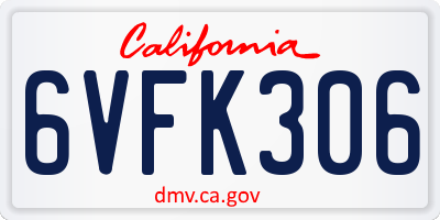 CA license plate 6VFK306