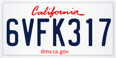 CA license plate 6VFK317