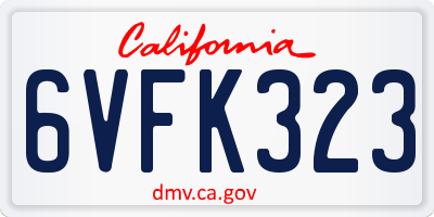 CA license plate 6VFK323